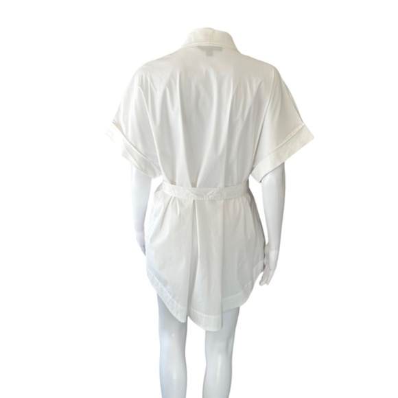 Lafayette148 White Top/Blouse/Tunic Short Sleeve Surplice Neck Wrap Front Large - Picture 3 of 16